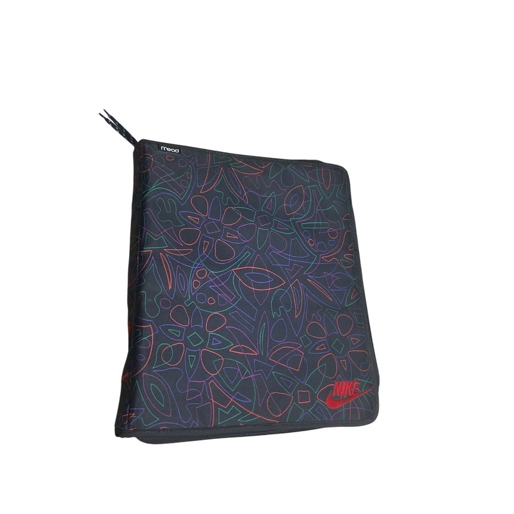 Nike Zippered 3 Ring Binder Organizer Black School Travel Case